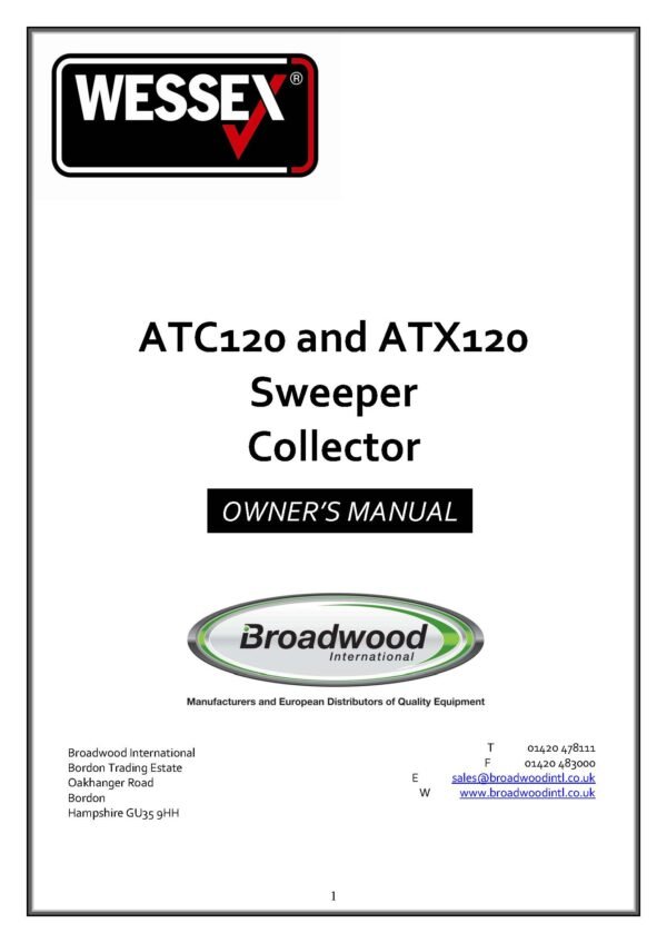 Atc120 and atx120 sweeper collector page 01 - professional groundcare & agricultural equipment