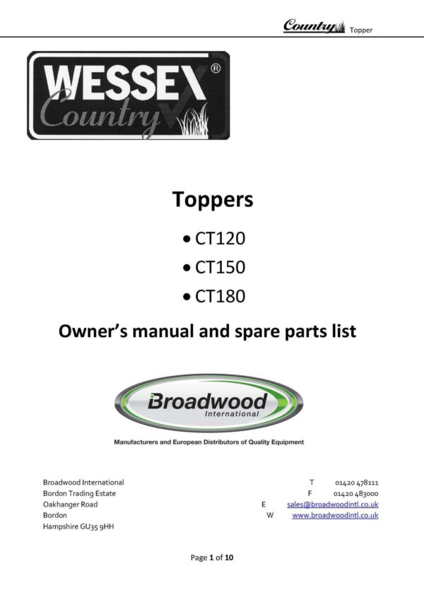 Country toppers old model page 01 - professional groundcare & agricultural equipment