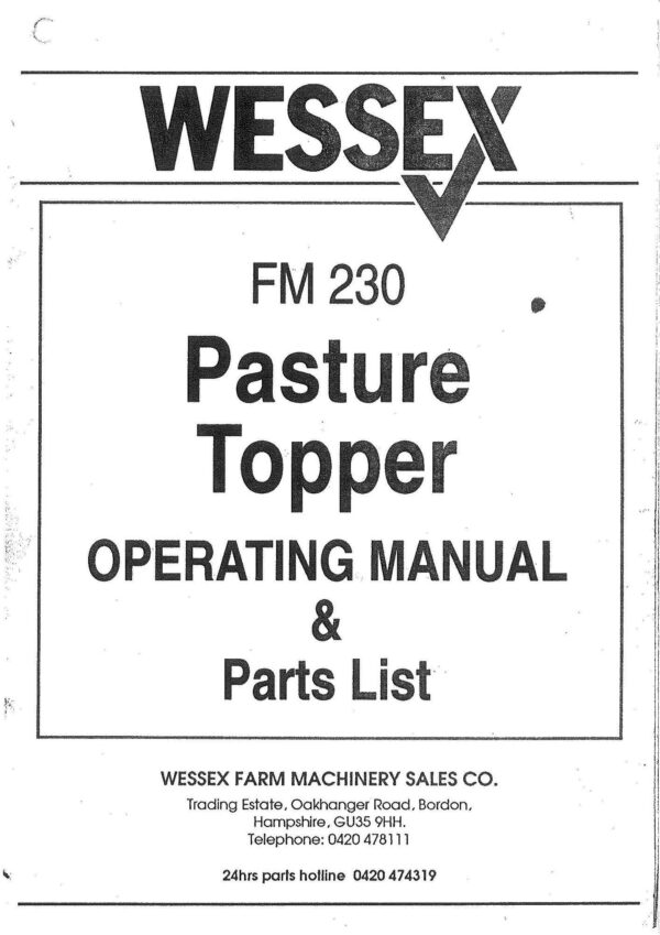 Fm 230 pasture topper page 1 - professional groundcare & agricultural equipment